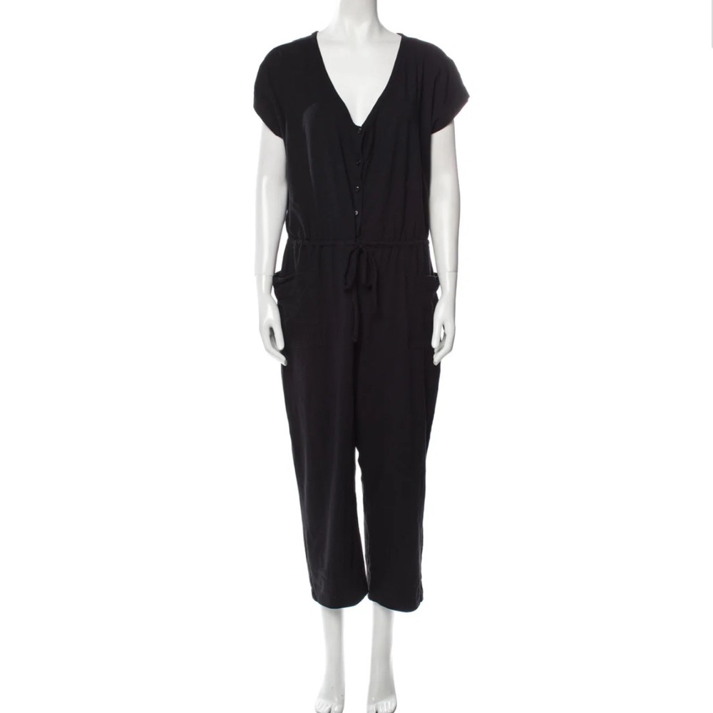 NWT Norma Kamali Black/Sparkly Jumpsuit, Pockets, XXL, Cap Sleeves - Picture 4 of 17